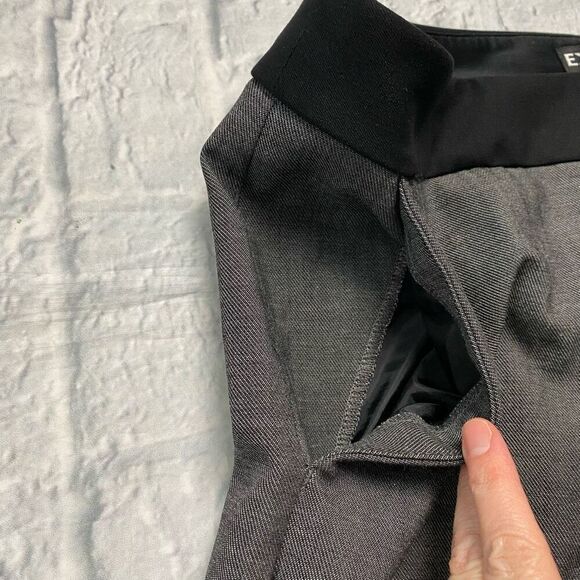 Express columnist women 10 mid rise ankle flat front dress pants grey & black - Picture 3 of 10